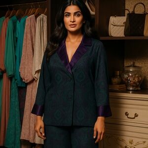 VTG Victoria’s Secret Gold Label Purple & Green Paisley Pajama Set!!!✨